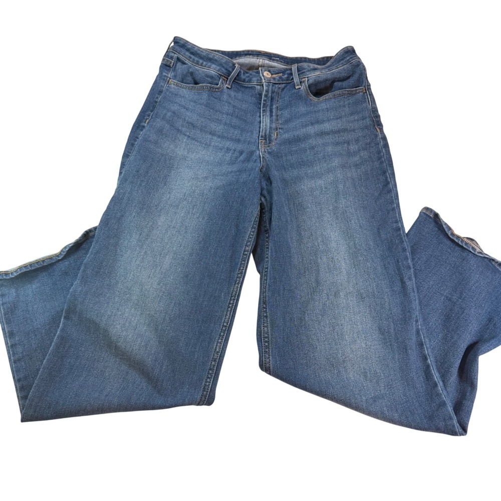 Old Navy Wow Wide Leg Jeans Womens 10 Blue High Rise Stretch Denim 32x30